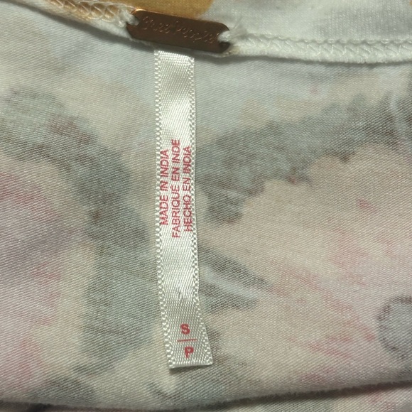 Free People Pink and Cream Puff Sleeve Crop Top - Picture 3 of 3